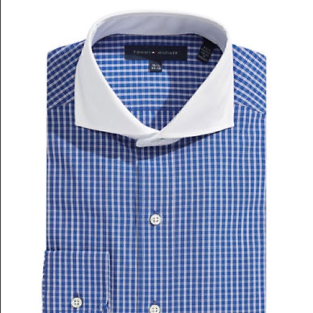 Tommy Hilfiger Plaid Banker Shirt-BLUE HAZE-15.5-34/35